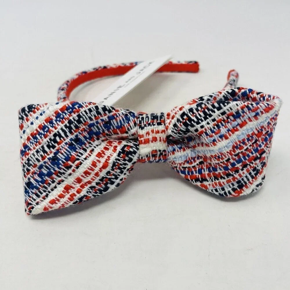 Janie and Jack Baby/Toddler Girls OS Tweed Headband‎ with Bow Red/White/Blue